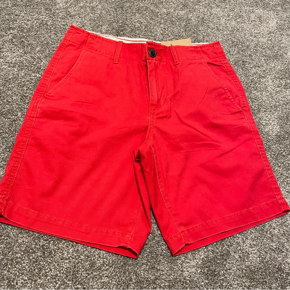 NWT American Eagle Mens Prep Length Chino Shorts Size 28 Red 9” Inseam